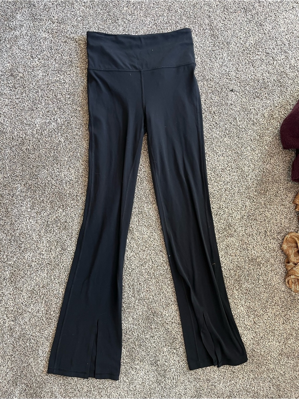Athleta Black Flare Yoga Leggings with Front Slits